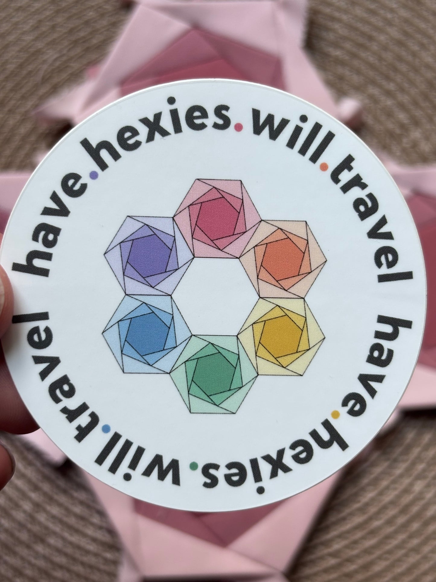 Have Hexies Will Travel Wreath Sticker