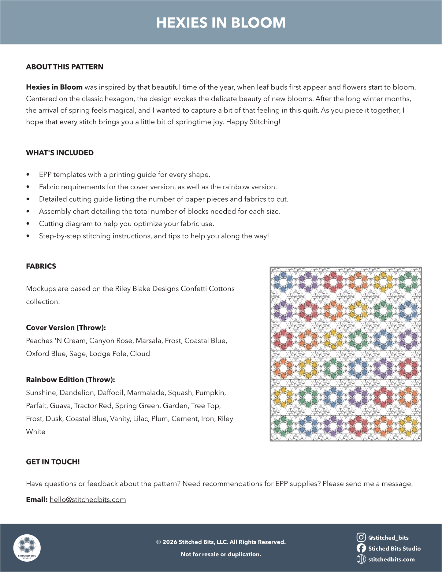 Hexies in Bloom PDF Pattern