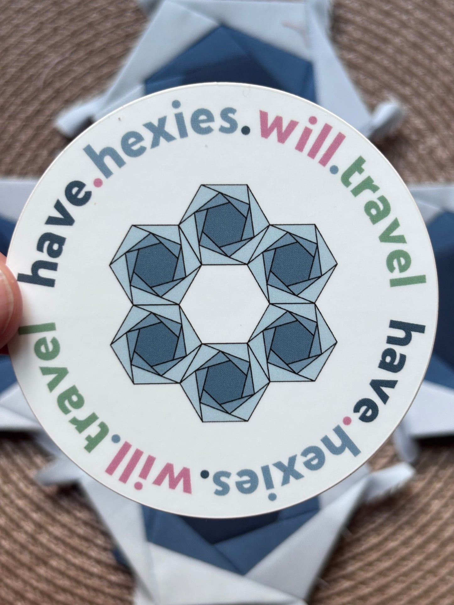 Have Hexies Will Travel Wreath Sticker