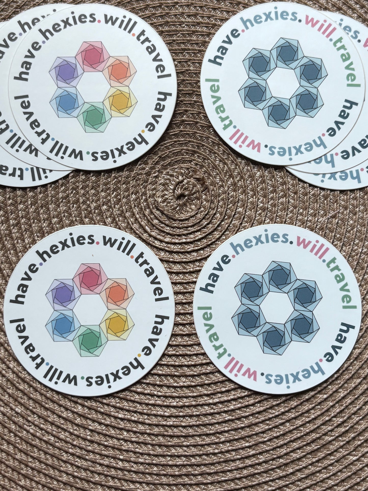 Have Hexies Will Travel Wreath Sticker