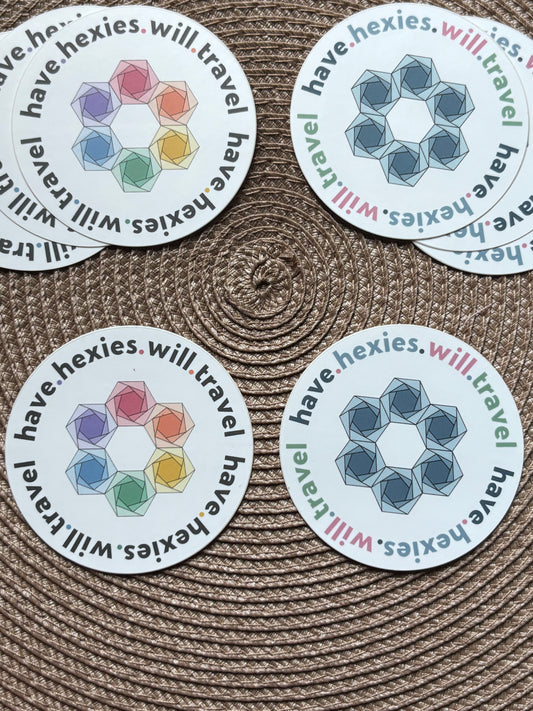 Have Hexies Will Travel Wreath Sticker