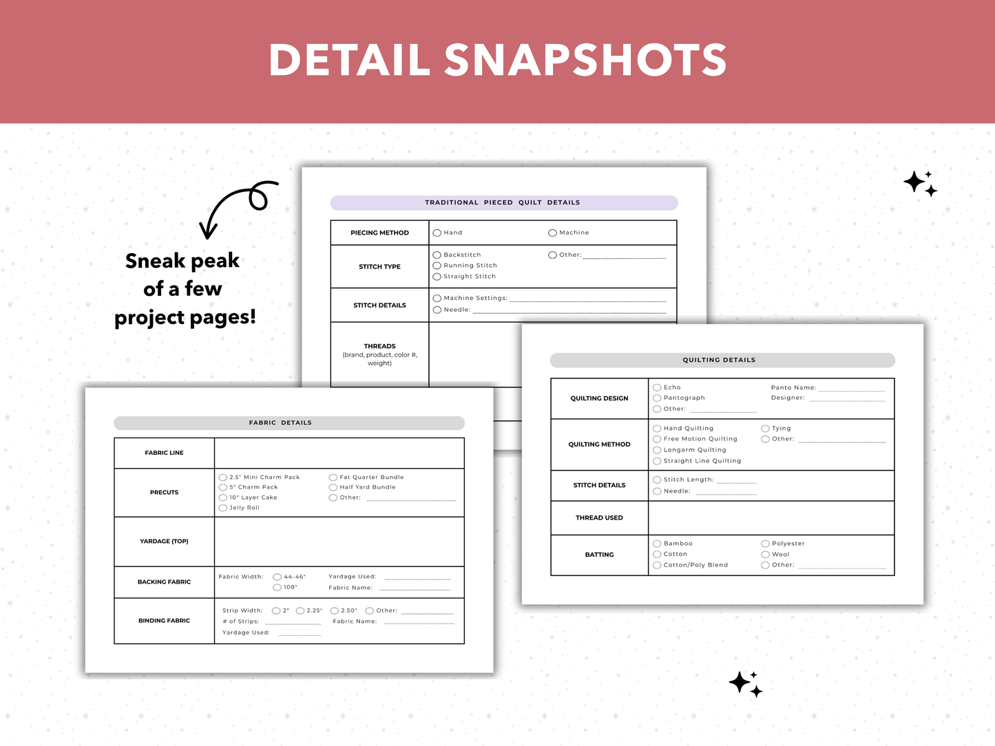 Printable Quilt Project Planner